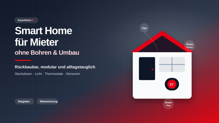 Smart Home für Mieter ohne Bohren und Umbau mit App, Klebesensor, Smart Plug und Thermostat